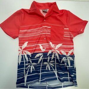Red and Blue Kids Shirt with Palm Tree Design